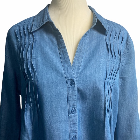 Gloria Vanderbilt 3/4 sleeve blue top blouse 🧩 - Picture 4 of 9